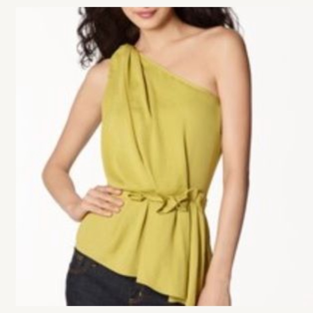 RACHEL Rachel Roy One-Shoulder Yellow-Green Blouse